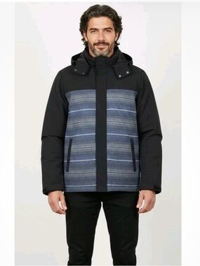 Pendleton Black Jacket with Blue Striped Front Panel